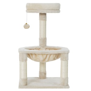 i.Pet Camila 69cm Cat Tree - Plush Velvet Condo with Sisal Scratching Post, Bed, Hammock & Activity Ball for Cats