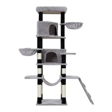 i.Pet Fela 161cm Cat Tree Tower - Sisal Scratching Posts, Plush Velvet, Sturdy Wood, Multi-Level Condo & Play Zones