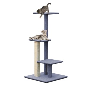 i.Pet Cat Tree 124cm - Multi-Level Scratching Post Tower with Natural Sisal, Plush Velvet, and Wooden Stability
