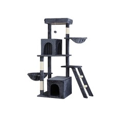 i.Pet Luxury Cat Tree Tower - 138cm Grey Condo with Sisal Posts, Plush Velvet, Multi-Level Design & Stable Base
