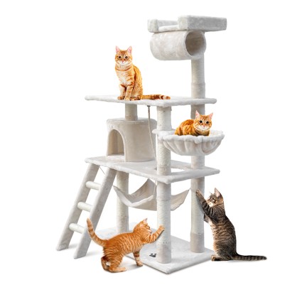 i.Pet 141cm Cat Tree Tower: Multi-Level Condo with Natural Sisal Poles & Soft Plush for Climbing, Scratching & Sleeping