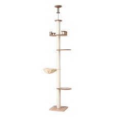 i.Pet 270cm Beige Cat Tree Tower: Floor-to-Ceiling Adjustable Scratching Post with Sisal, Plush Platforms & Stable Base i.Pet 270cm Beige Cat Tree Tower: Floor-to-Ceiling Adjustable Scratching Post with Sisal, Plush Platforms & Stable Base