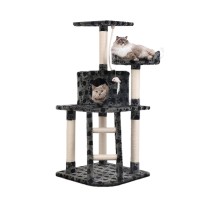 i.Pet 120cm Cat Tree Tower - Wood & Plush Condo with Sisal Scratching Posts, Multi-Level Play, Bed & Toys