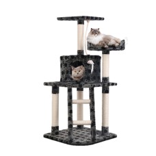 i.Pet 120cm Cat Tree Tower - Wood & Plush Condo with Sisal Scratching Posts, Multi-Level Play, Bed & Toys