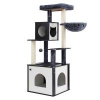 i.Pet 144cm Cat Tree Tower with Sisal Scratching Posts, Plush Beds, Wood Condo House, and Spacious Cabinet
