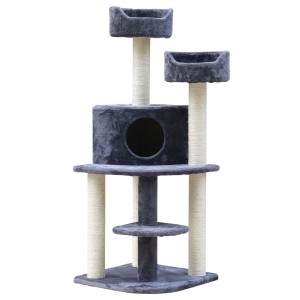 i.Pet 126cm Cat Tree Condo - Plush Velvet, Sisal Posts, Multi-Level Design for Scratching, Climbing, and Resting