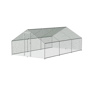 i.Pet Walk-in Chicken Coop 3x6x2m - Galvanised Steel, Weather-Resistant, Secure Mesh, Sun Shelter, Easy Assembly