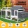 i.Pet Extra Large Wooden Chicken Coop & Rabbit Hutch with Wheels, Weather-Resistant Design, 225x80.5x105cm, Grey/White