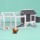 i.Pet Extra Large Wooden Chicken Coop & Rabbit Hutch with Wheels, Weather-Resistant Design, 225x80.5x105cm, Grey/White