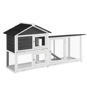 i.Pet Extra Large Wooden Chicken Coop & Rabbit Hutch with Weather-Resistant Fir Wood, 180cm x 53cm x 94cm, Easy Assembly