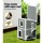 i.Pet Wooden Outdoor Cat House & Rabbit Hutch, 56x52x82cm, Weather-Resistant, Easy-Clean, Multi-Entrance Shelter