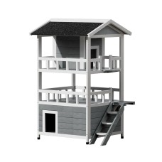 i.Pet Outdoor Cat House 72x72x127cm - Wooden Rabbit Hutch & Small Dog Condo, 3-Tier Shelter with Asphalt Roof i.Pet Outdoor Cat House 72x72x127cm - Wooden Rabbit Hutch & Small Dog Condo, 3-Tier Shelter with Asphalt Roof
