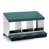 i.Pet 3-Hole Roll Away Chicken Nesting Box Galvanised Metal Wall Mount or Freestanding Green 80x50x50cm