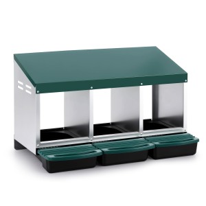 i.Pet 3-Hole Roll Away Chicken Nesting Box Galvanised Metal Wall Mount or Freestanding Green 80x50x50cm