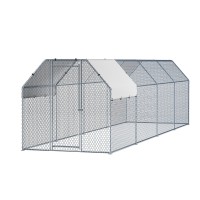 i.Pet Large Walk-In Chicken Coop & Rabbit Hutch - 2x8x2m Galvanised Steel, Weather-Resistant with Lockable System