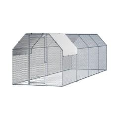 i.Pet Large Walk-In Chicken Coop & Rabbit Hutch - 2x8x2m Galvanised Steel, Weather-Resistant with Lockable System i.Pet Large Walk-In Chicken Coop & Rabbit Hutch - 2x8x2m Galvanised Steel, Weather-Resistant with Lockable System