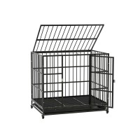 i.Pet Large Metal Dog Cage Crate with Lockable Wheels & Removable Tray, Anti-Bite Design for Medium Pets - 95x65x85cm