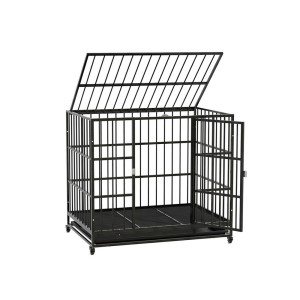 i.Pet Large Metal Dog Cage Crate with Lockable Wheels & Removable Tray, Anti-Bite Design for Medium Pets - 95x65x85cm