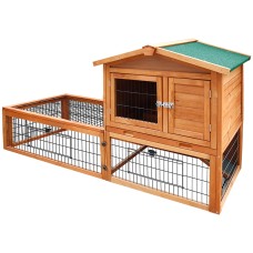 i.Pet Large Wooden Chicken Coop & Rabbit Hutch - 155x49x90cm, Fir Wood, Weatherproof, 2-Level with Secure Locks i.Pet Large Wooden Chicken Coop & Rabbit Hutch - 155x49x90cm, Fir Wood, Weatherproof, 2-Level with Secure Locks