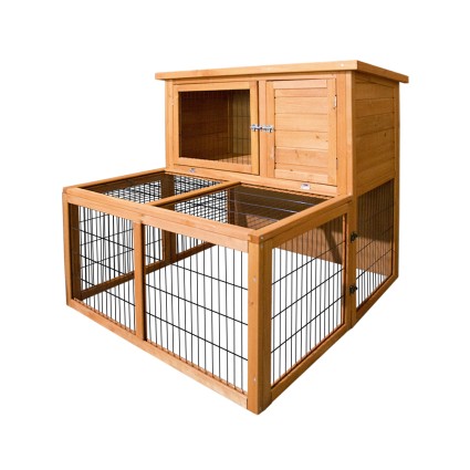 i.Pet Chicken Coop & Rabbit Hutch 96x96x100cm - Fir Wood, Two-Story Design, Weatherproof Roof, Secure Locks, Easy Clean