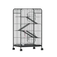 i.Pet 4-Level Indoor Pet Cage Hutch for Rabbits, Guinea Pigs, Ferrets & More, 110cm, Durable Black Metal, Easy to Clean