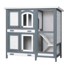 i.Pet Large Wooden Rabbit Hutch 98x45x92cm - Sturdy Fir Wood, Galvanised Mesh, Asphalt Roof, for Rabbits & Small Pets i.Pet Large Wooden Rabbit Hutch 98x45x92cm - Sturdy Fir Wood, Galvanised Mesh, Asphalt Roof, for Rabbits & Small Pets