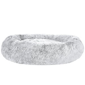 i.Pet Extra Large 110cm Calming Pet Bed for Dogs & Cats, Soft Plush Polyester, Non-Slip Base, Light Charcoal