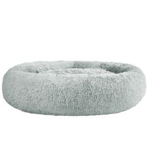 i.Pet Extra Large Calming Pet Bed 110cm - Soft Plush Light Grey, Non-Slip, Washable Cover, Flea & Bacteria Resistant
