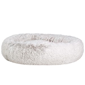 i.Pet Extra Large Calming Pet Bed 110cm - Soft Plush, Non-Slip, Removable Cover, Flea Resistant, White/Brown