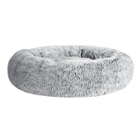 i.Pet Large 90cm Calming Pet Bed - Soft Plush, Non-Slip, Washable Cover, Light Charcoal - Ideal for Pets ≤ 25kg