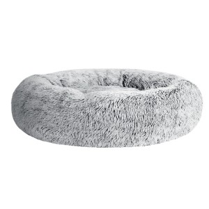 i.Pet Large 90cm Calming Pet Bed - Soft Plush, Non-Slip, Washable Cover, Light Charcoal - Ideal for Pets ≤ 25kg