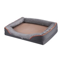 i.Pet Orthopedic Washable Dog Bed - Soft Fleece, 120x90cm, Non-Slip, Water-Resistant, Machine Washable, Grey/Yellow