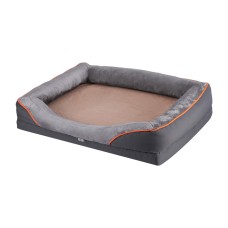 i.Pet Orthopedic Washable Dog Bed - Soft Fleece, 120x90cm, Non-Slip, Water-Resistant, Machine Washable, Grey/Yellow