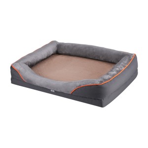 i.Pet Orthopedic Washable Dog Bed - Soft Fleece, 120x90cm, Non-Slip, Water-Resistant, Machine Washable, Grey/Yellow
