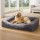 i.Pet Orthopedic Washable Dog Bed - Soft Fleece, 120x90cm, Non-Slip, Water-Resistant, Machine Washable, Grey/Yellow