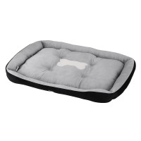 i.Pet Extra Large Pet Bed - Soft PP Cotton, Non-Slip, Washable, 120x80cm, Grey/Black, Ideal for Cats & Small Dogs