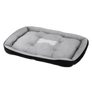 i.Pet Extra Large Pet Bed - Soft PP Cotton, Non-Slip, Washable, 120x80cm, Grey/Black, Ideal for Cats & Small Dogs