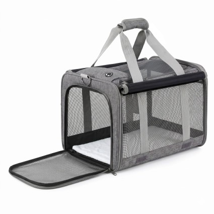i.Pet Foldable Pet Carrier Backpack for Small Dogs and Cats 44x32x32cm Water Resistant Grey 7.5kg Capacity