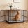 i.Pet Extra Large 2-in-1 Dog Crate Furniture 107.5cm Black Wood Top Triple Door Modular System 60kg Capacity