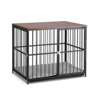 i.Pet Large 93cm Dog Crate Furniture 2-in-1 Metal Frame Wooden Top Triple Door Black 50kg Capacity 89.5cm Interior
