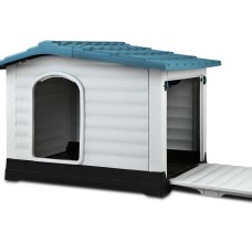 i.Pet Extra Large Dog Kennel: Durable Blue Plastic, Weatherproof, Extendable, Elevated Base, Easy Clean for Outdoors i.Pet Extra Large Dog Kennel: Durable Blue Plastic, Weatherproof, Extendable, Elevated Base, Easy Clean for Outdoors
