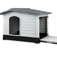 i.Pet Extra Large Outdoor Dog Kennel - Durable Grey Plastic Shelter with Extendable Side, Weatherproof & UV-Resistant i.Pet Extra Large Outdoor Dog Kennel - Durable Grey Plastic Shelter with Extendable Side, Weatherproof & UV-Resistant