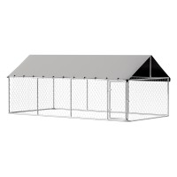 i.Pet XL Outdoor Dog Kennel - Weather-Resistant, Galvanised Steel, 2x4m Spacious Run, Lockable, Easy Install, Silver