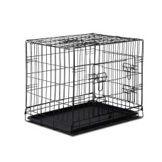 i.Pet 24" Foldable Dog Cage Crate Kennel - Durable Metal, 3 Access Doors, Rust-Resistant, Easy Clean & Store, Black