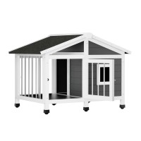 i.Pet Large Wooden Dog Kennel - Weatherproof Fir Wood Cabin with UV Roof, Raised Floor, Indoor/Outdoor Use, 99.5cm