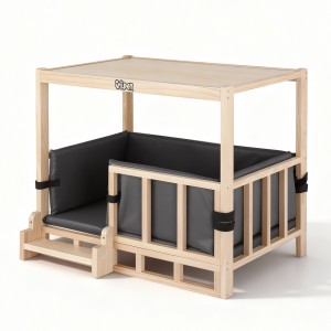 i.Pet 2-in-1 Dog Kennel Crate Furniture, Pine & Poplar Wood, 75x50x65cm, Grey Bedding Included, Indoor Pet House