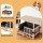 i.Pet 2-in-1 Dog Kennel Crate Furniture, Pine & Poplar Wood, 75x50x65cm, Grey Bedding Included, Indoor Pet House