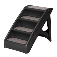 i.Pet Foldable Dog Ramp Steps - Portable, Non-Slip, Durable PP Plastic for Bed, Sofa, Car | Black | 62x40x49.5cm
