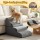 i.Pet 2-in-1 Grey Foam Dog Stairs & Bed: Non-Slip Suede, Washable, 40x71x50cm - Safe, Supportive