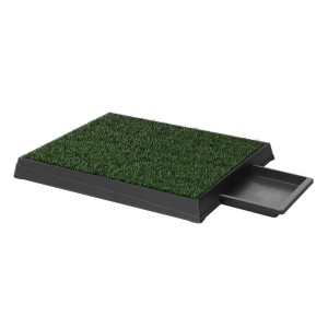 i.Pet Training Pad with Tray - Large 3-Layer Odourless Grass Mat for Dogs, 64x52cm, Indoor/Outdoor Use, Easy Clean